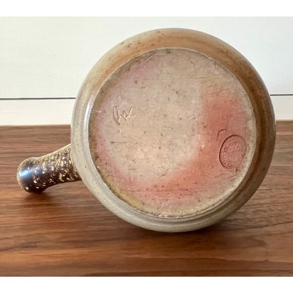 Vintage Rustic Side Handle Pitcher with Spout Brown Glaze Unidentified Signature - Picture 6 of 10